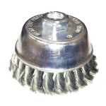 Robtec 4 in. Knotted Steel Wire Cup Brush, 5/8"-11 Threaded Arbor, 0.014 in. Wire thumbnail 1