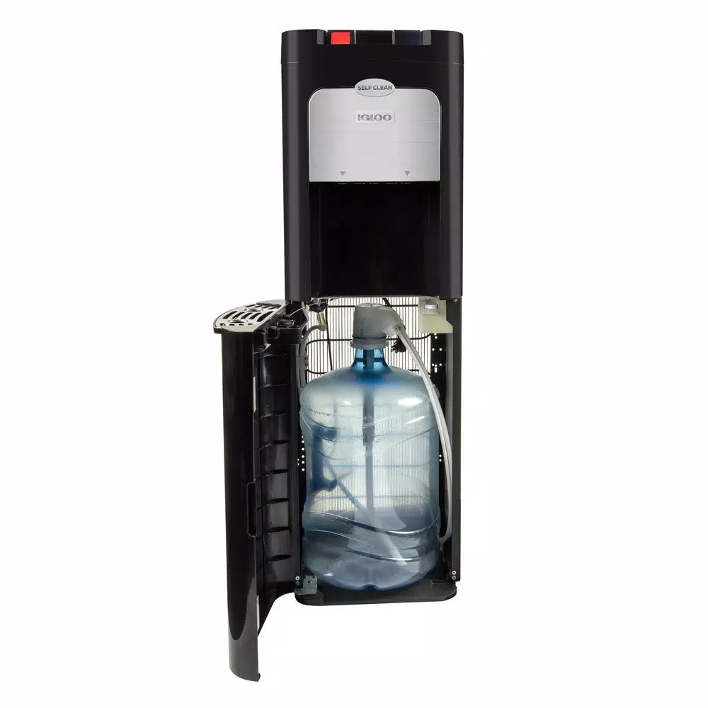 Igloo Bottom Loading Water Dispenser with Ozone Self-Cleaning, Hot & Cold, Black/Stainless Steel