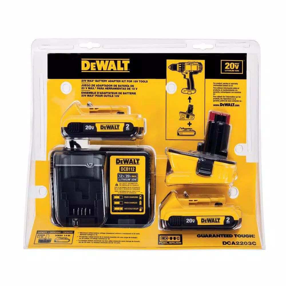 DEWALT 20V MAX to 18V Battery Adapter Kit with (2) 5.0 Ah Premium Lithium-Ion Battery Packs