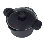 MasterPan 5 Qt. Cast Aluminum Non-Stick Stock and Pasta Pot with Glass Lid and Easy Pour Spout, Black thumbnail 2