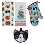 Kay Dee Crazy Cat Cotton Multi Kitchen Textile Set - 4 Piece Set thumbnail 1