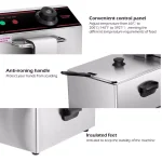 Costway 6.3 Qt. Stainless Steel Commercial Electric Deep Fryer, 2500W Silver thumbnail 6
