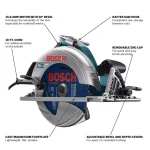 Bosch 15 Amp 7-1/4 in. Corded Circular Saw with 24-Tooth Carbide Blade and Carrying Bag thumbnail 2