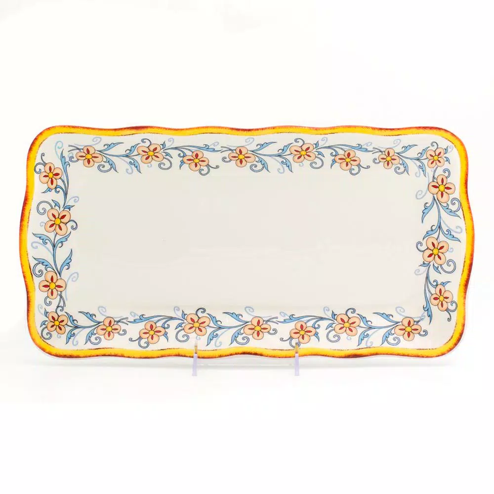 Euro Ceramica Duomo 16.75 in. Rectangular Stoneware Appetizer Platter