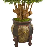Nearly Natural 44 in. Artificial Boxwood Topiary Tree in Designer Wood Planter thumbnail 3