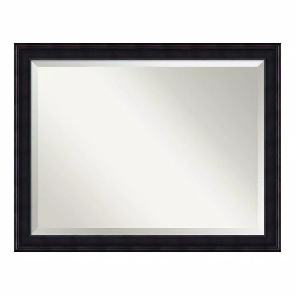 Amanti Art 45 in. W x 35 in. H Mahogany Wood Framed Beveled Edge Rectangular Bathroom Vanity Mirror