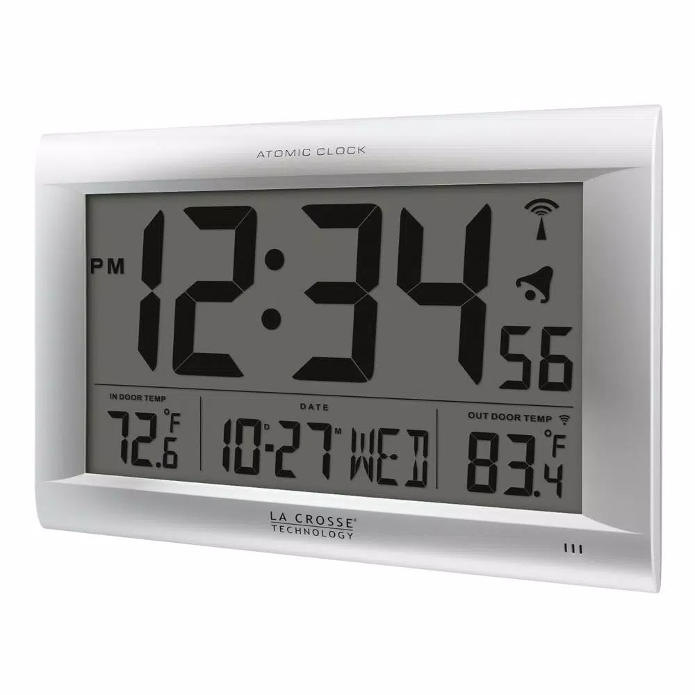 La Crosse Technology Jumbo Atomic Digital Wall Clock with Outdoor Temperature Sensor & WWVB Radio Controlled Time