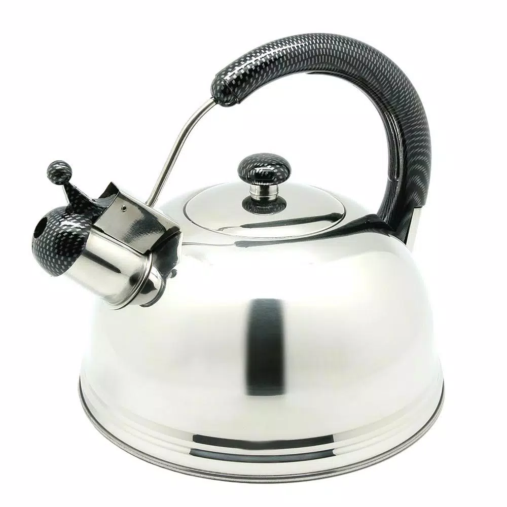 Creative Home Cobra 10.8-Cup Stainless Steel Whistling Stovetop Tea Kettle, Mirror Finish