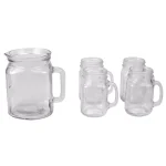 Unbranded Clear Glass Beverage Serveware Set - 2L Pitcher and 4 Matching Mugs thumbnail 3