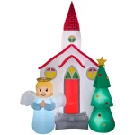 Gemmy 7.5 ft. H Airblown Religious Church Inflatable with White Lights thumbnail 1