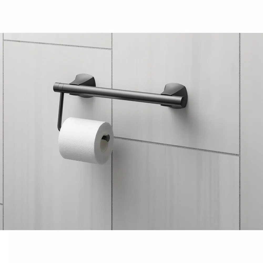 KOHLER Matte Black Toilet Tissue Holder Accessory for Carmichael, Arsdale, and Rubicon Grab Bars