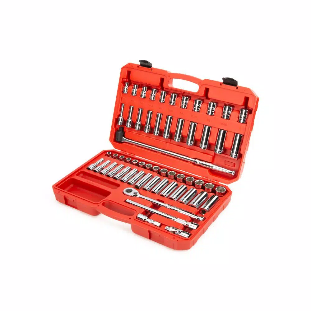 TEKTON 58-Piece 1/2 in. Drive 6-Point Socket and Ratchet Set, SAE & Metric