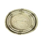 LITTON LANE White Seagrass and Polyethylene Wicker Decorative Trays with Black Accents, Set of 3 thumbnail 5