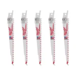 Milwaukee 6 in. 5 TPI Wood Reciprocating Saw Blades, Bi-Metal, 5-Pack thumbnail 1