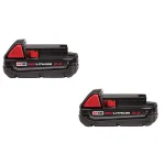 Milwaukee M18 REDLITHIUM 2.0 18V 2.0Ah Compact Lithium-Ion Battery Pack (2-Pack) thumbnail 1
