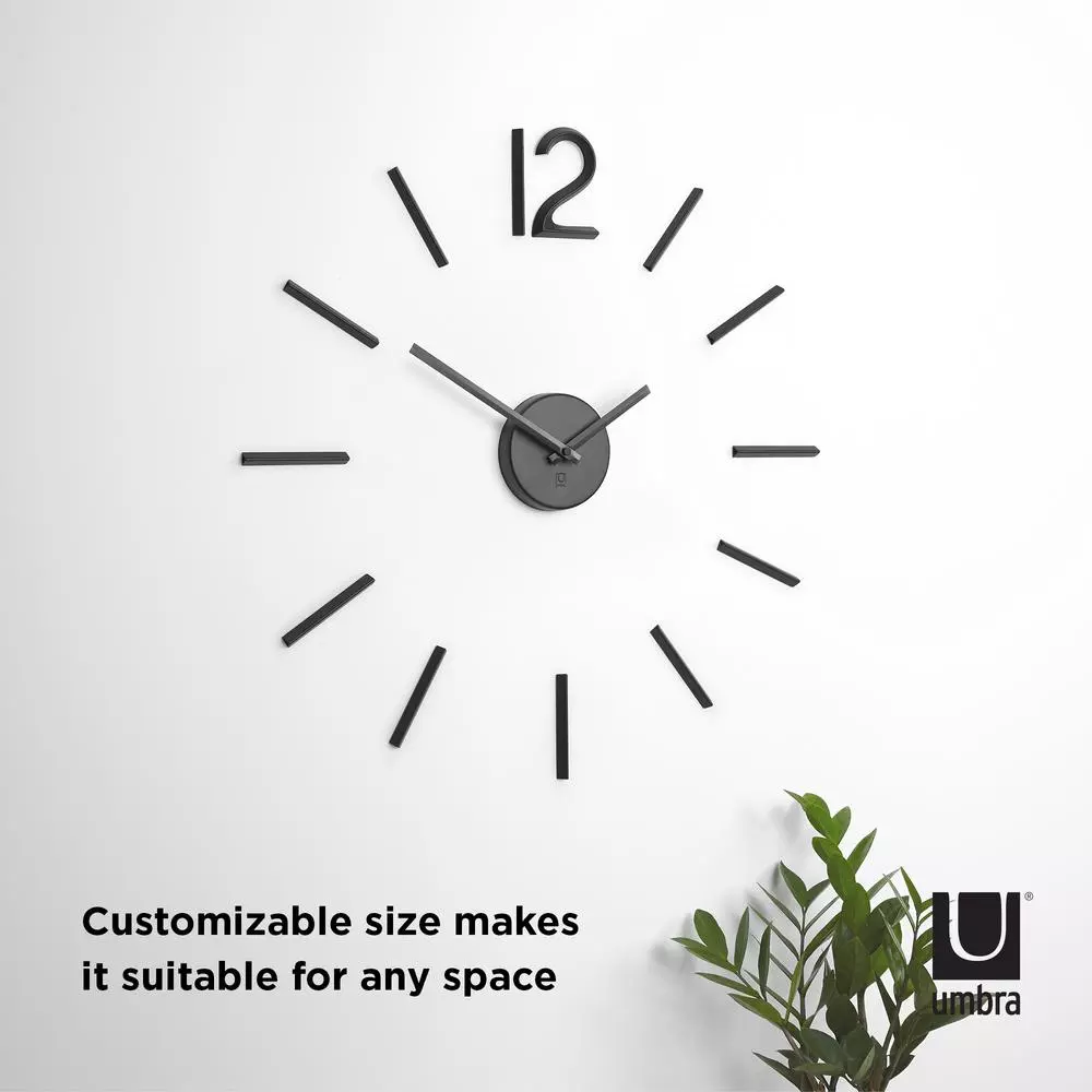 Umbra Blink Wall Clock - Modern Black Metal Oversized Customizable Clock Set