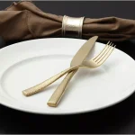 Fortessa Lucca Faceted 5-Piece 18/10 Stainless Steel Brushed Gold Flatware Place Setting thumbnail 3
