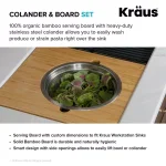 KRAUS 16.75 in. Workstation Kitchen Sink Serving Board Set with Stainless Steel Colander thumbnail 9