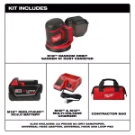 Milwaukee M18 18V Lithium-Ion 5 in. Cordless Random Orbit Sander Kit with 3.0Ah Battery, Charger and Bag thumbnail 2