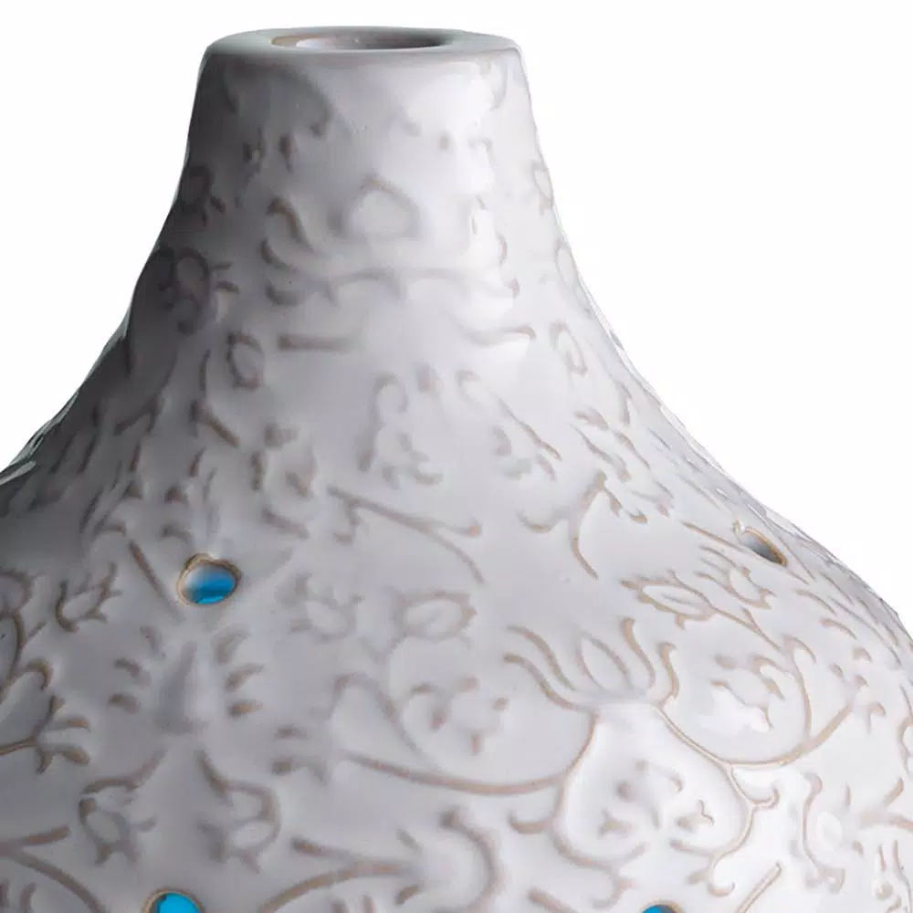 Airome 9.9 in. Botanical Ceramic Essential Oil Diffuser with Decorative Scroll Motif