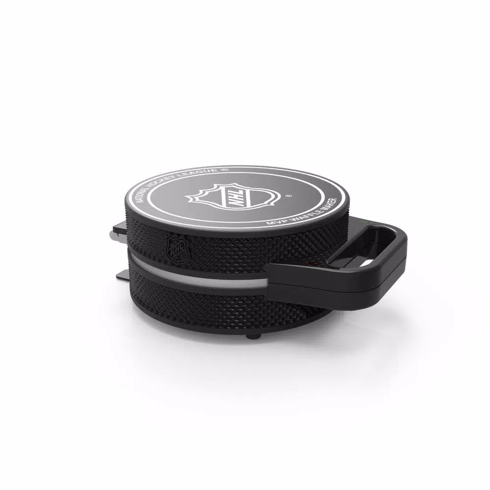 Pangea Brands NHL Hockey Puck Waffle Maker, Black Electric Grille