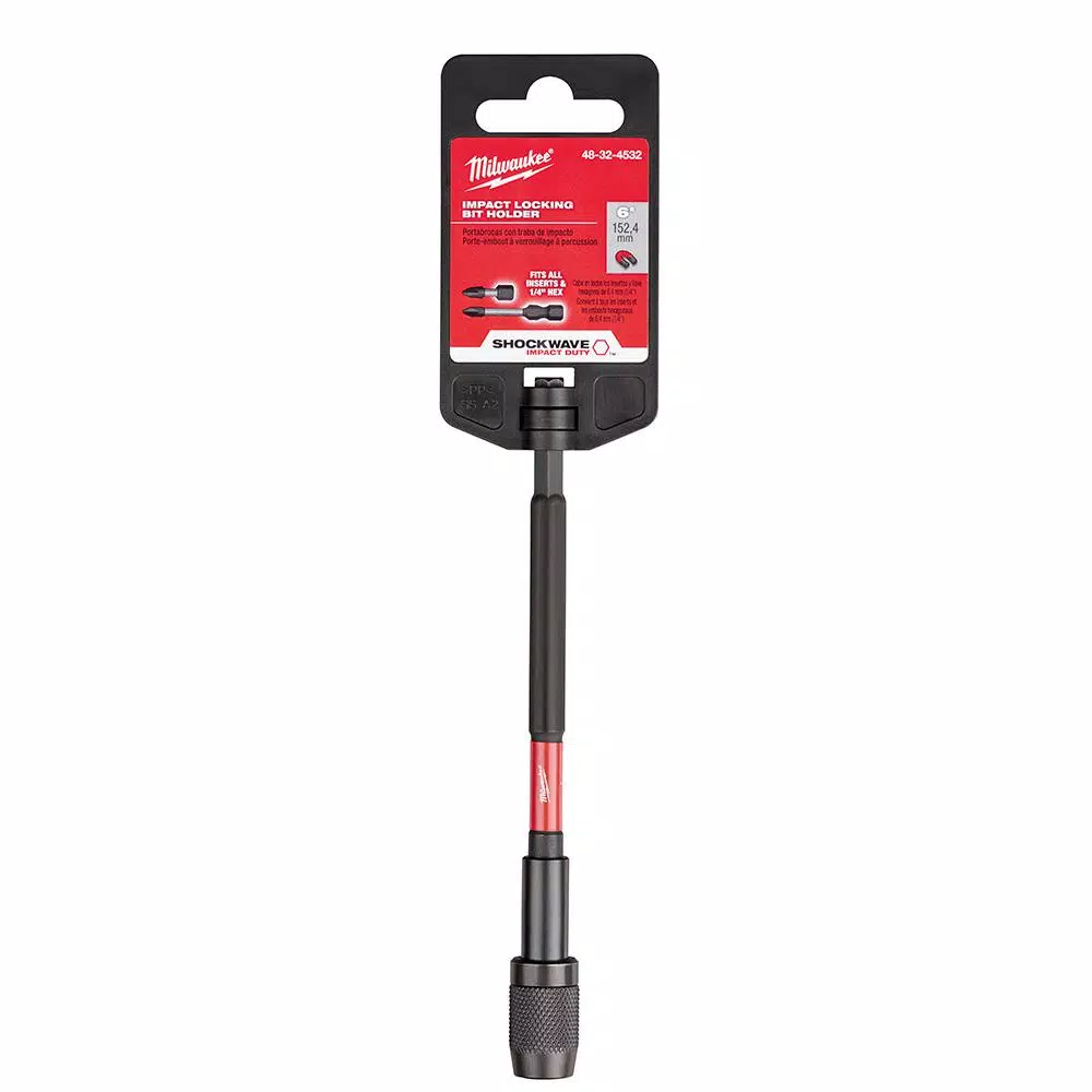 Milwaukee SHOCKWAVE 6 in. Impact Locking Bit Holder, 1/4 in. Hex Shank