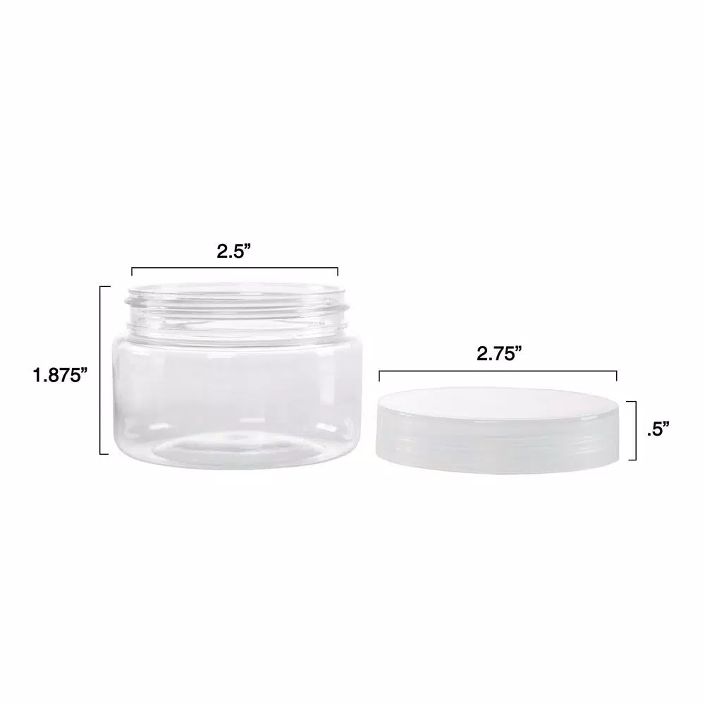 Stalwart 4 oz. Clear Plastic Jars with Foam Liner, Round Storage Containers (6-Pack)