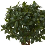 Nearly Natural 4.5 ft. Artificial Sweet Bay Double Topiary Tree in Black Wash Clay Planter thumbnail 2
