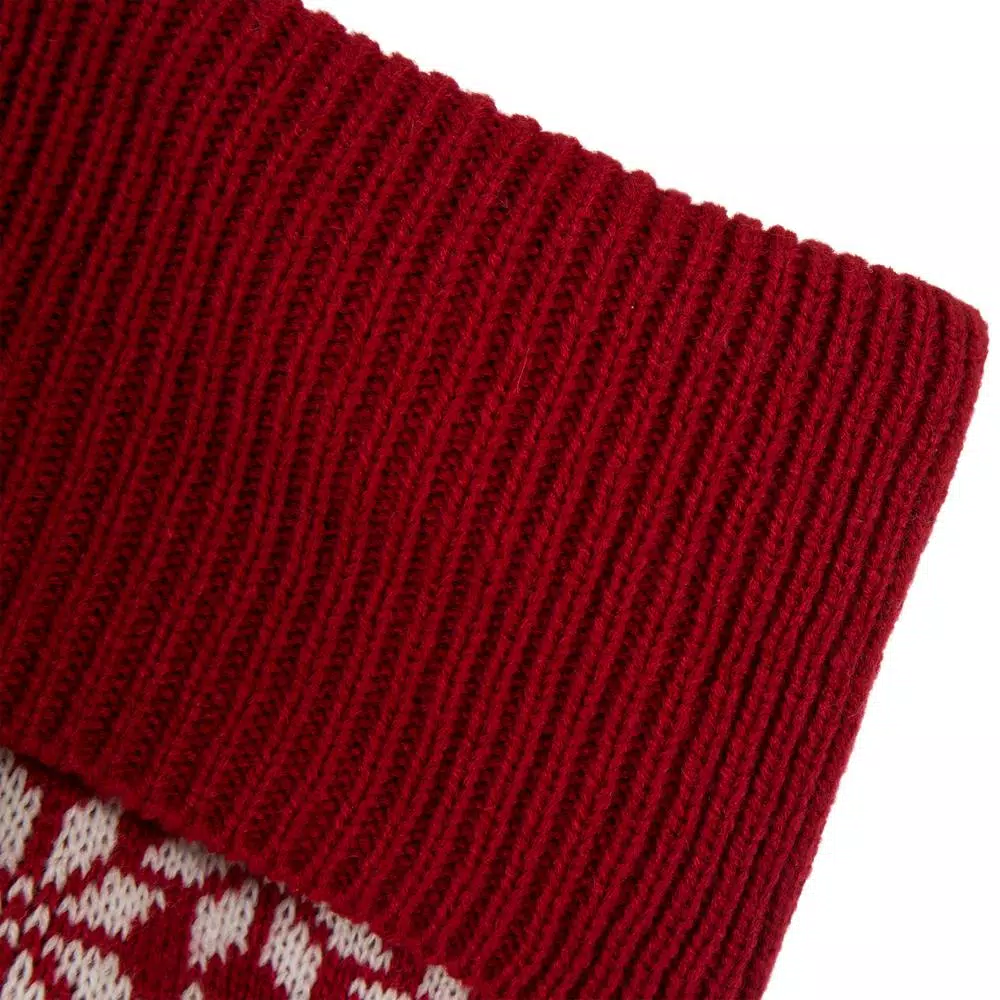 Glitzhome 24 in. Red Knitted Acrylic Christmas Stocking with Snowflake Design