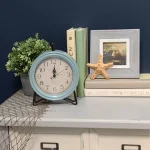 Stratton Home Decor Dixie Table Clock - Mid-Century Blue and White Handcrafted Clock thumbnail 1