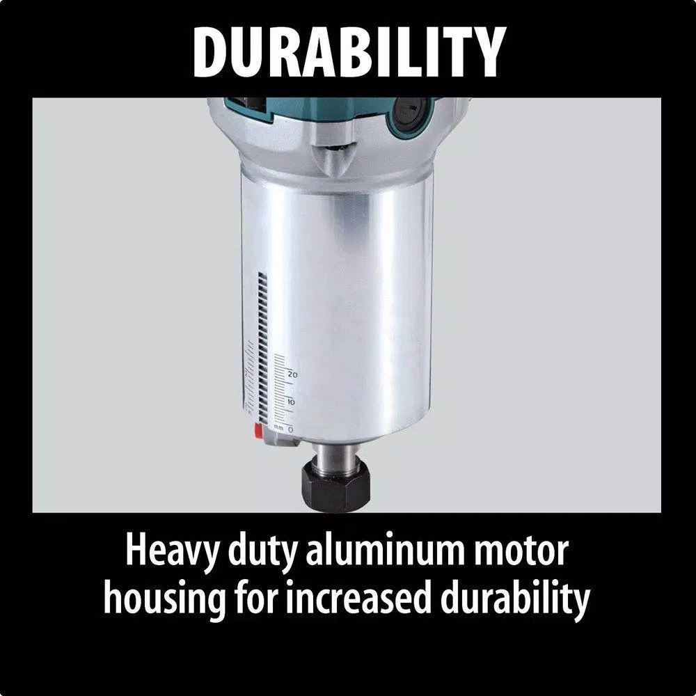Makita 1-1/4 HP 6.5 Amp Corded Compact Router with Variable Speed and Quick-Release Fixed Base