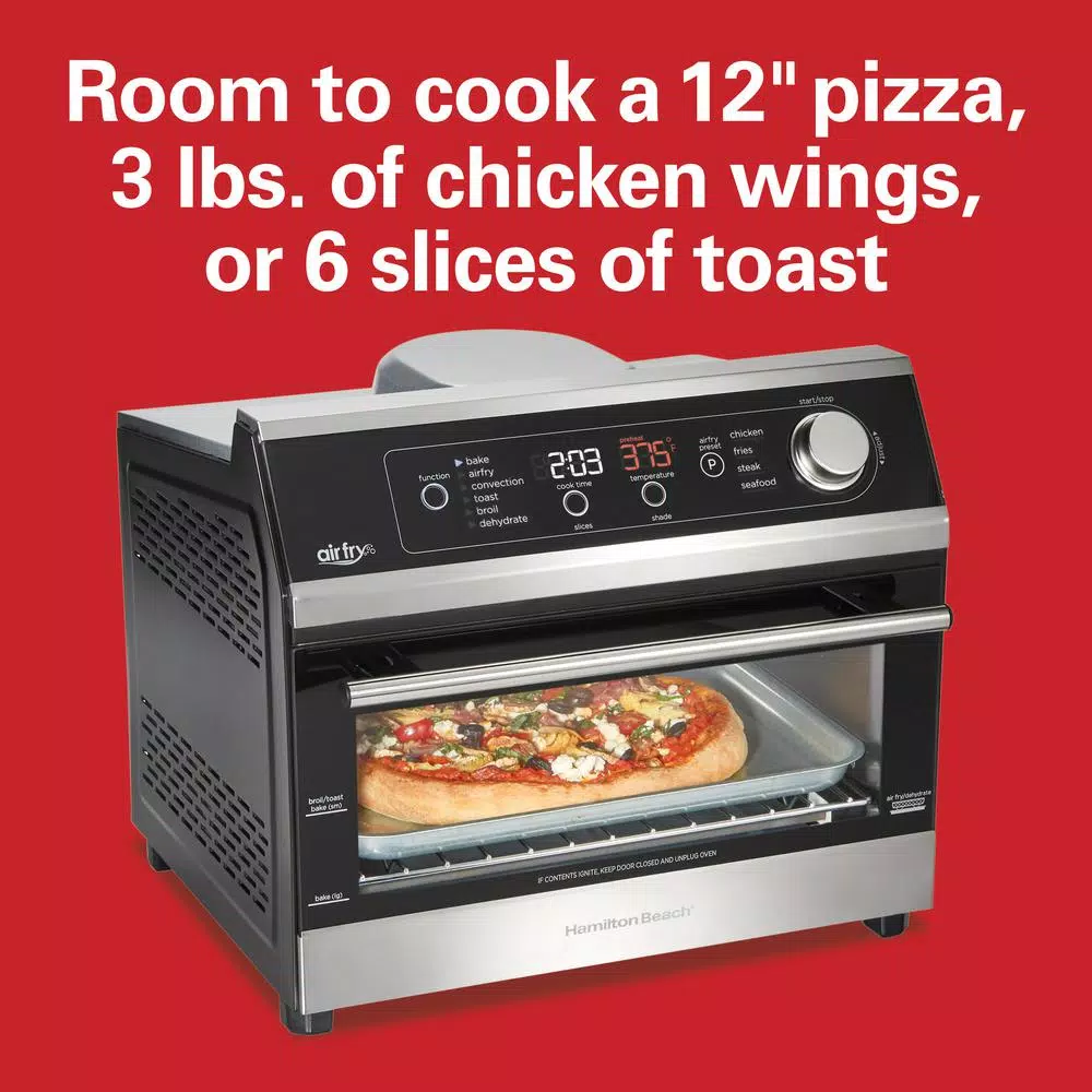 Hamilton Beach 1800W Digital Air Fryer Toaster Oven, 6-Slice, Black