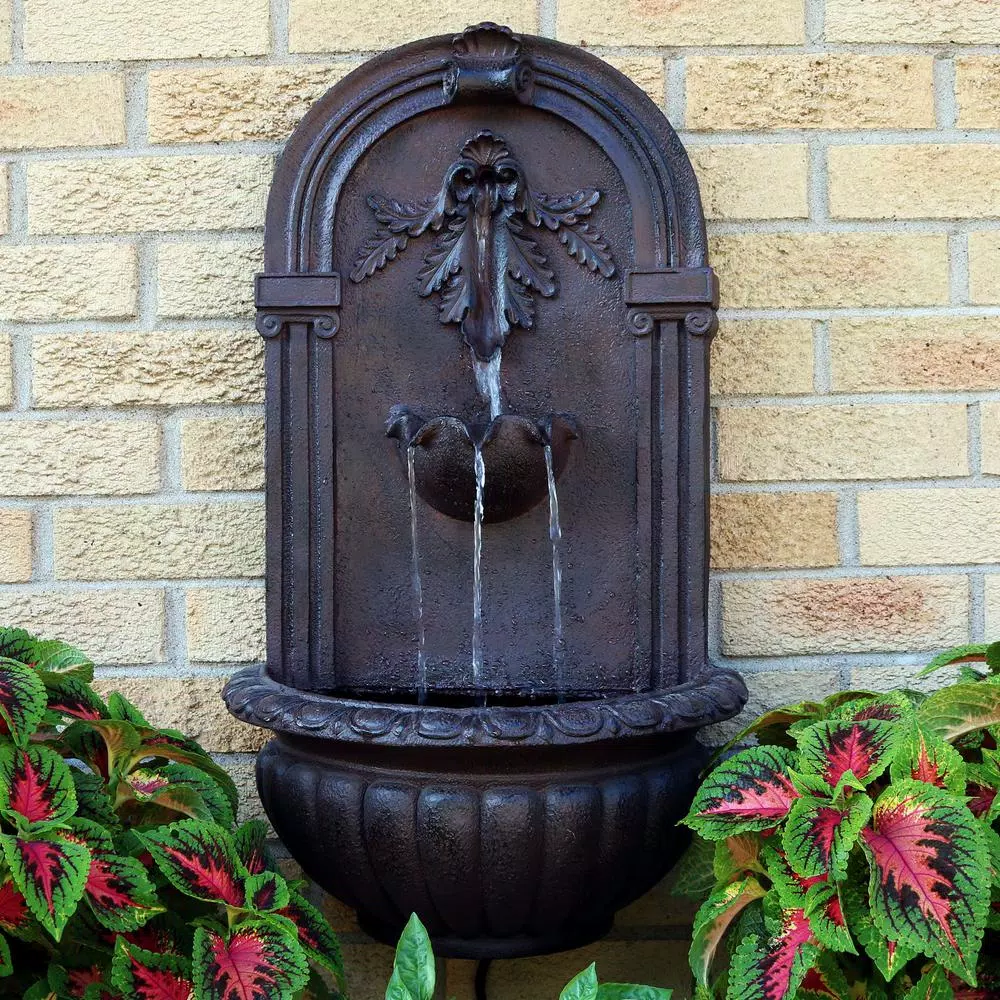 Sunnydaze Decor Florence Iron Electric Outdoor Wall Fountain, Bronze