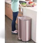iTouchless SoftStep 13.2 Gallon Rose Gold Stainless Steel Step Trash Can with Odor Control and Removable Inner Bucket thumbnail 2