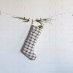 VHC Brands Amory 20 in. Cotton Plaid Christmas Stocking - Ivory, Brick Red, and Black Farmhouse Decor thumbnail 2