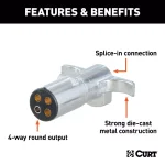 CURT 4-Way Round Trailer Side Connector Plug thumbnail 2