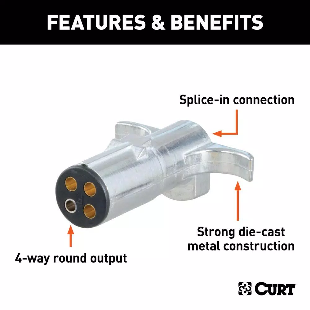 CURT 4-Way Round Trailer Side Connector Plug