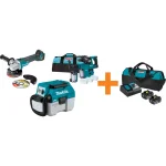 Makita 18V LXT Brushless Angle Grinder, SDS-Plus Rotary Hammer & 2 Gal. Vacuum Starter Kit thumbnail 1