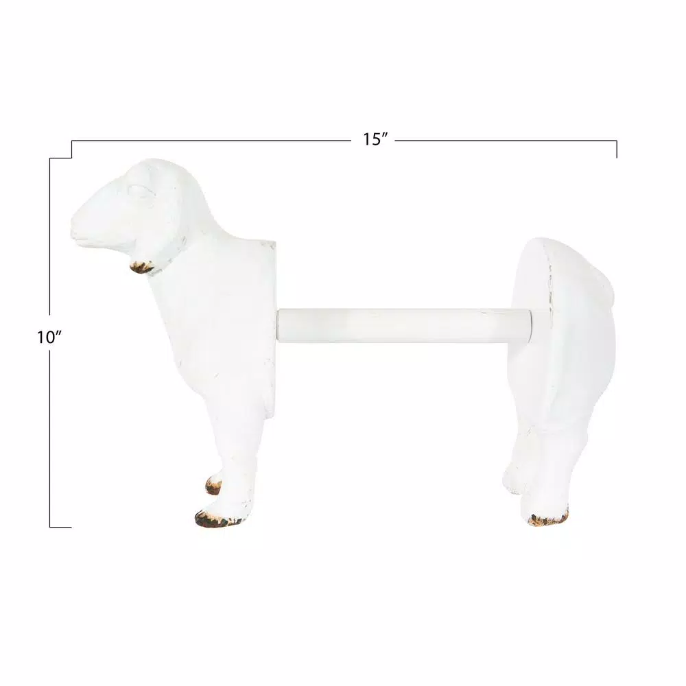 3R Studios White Sheep Shaped Freestanding Paper Towel Holder - Farmhouse Style