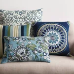 The Company Store Embroidered Blue Floral Jacobean Crewel Cotton Throw Pillow Cover, 16 x 24 in. thumbnail 3
