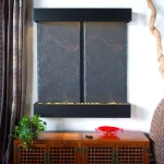 Water Wonders Nojoqui Falls Double Lightweight Slate Wall Fountain with Black Onyx Trim thumbnail 2