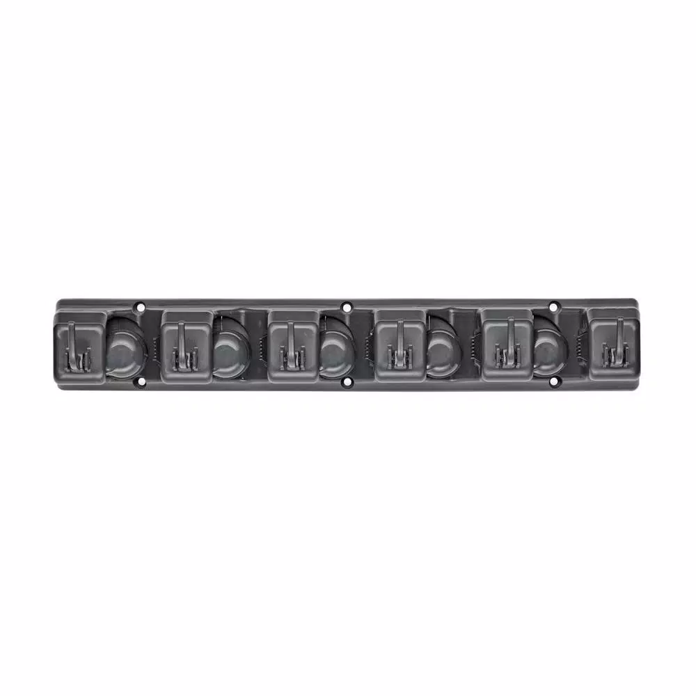 Alpine Industries 16 in. Wall Mounted Mop and Broom Holder with 5 Slots and 6 Retractable Hooks