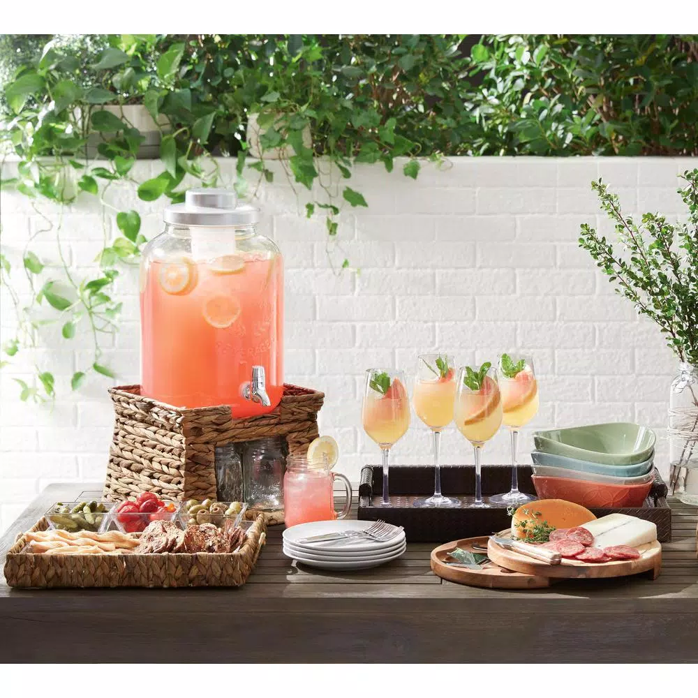 Artland Garden Terrace 13.5 in. Chip and Dip Server with Water Hyacinth Base and Lid