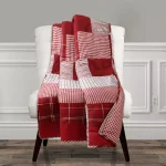 Lush Decor Greenville Red Reversible Plaid Throw Blanket, 100% Cotton, 50 x 60 in thumbnail 1