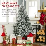 Best Choice Products 7.5 ft. Pre-Lit Flocked Artificial Christmas Tree with 550 Warm White Incandescent Lights thumbnail 6
