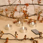 LUMABASE Silver Extra Large LED Tea Light Candles with Remote Control and Dual Timers, 4-Count thumbnail 3