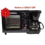 LavoHome 3-in-1 Black Stainless Steel Breakfast Maker Station: Toaster Oven, 4-Cup Coffee Maker & 6" Non-Stick Griddle thumbnail 6