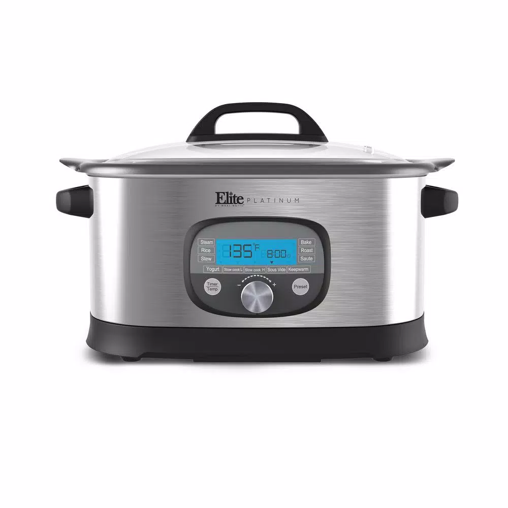 Elite 6.5 Qt. Stainless Steel Electric Multi-Cooker with Non-Stick Aluminum Pot and LCD Display