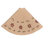 VHC Brands 21 in. Jute Burlap Poinsettia Tree Skirt - Natural Tan Holiday Decor thumbnail 3