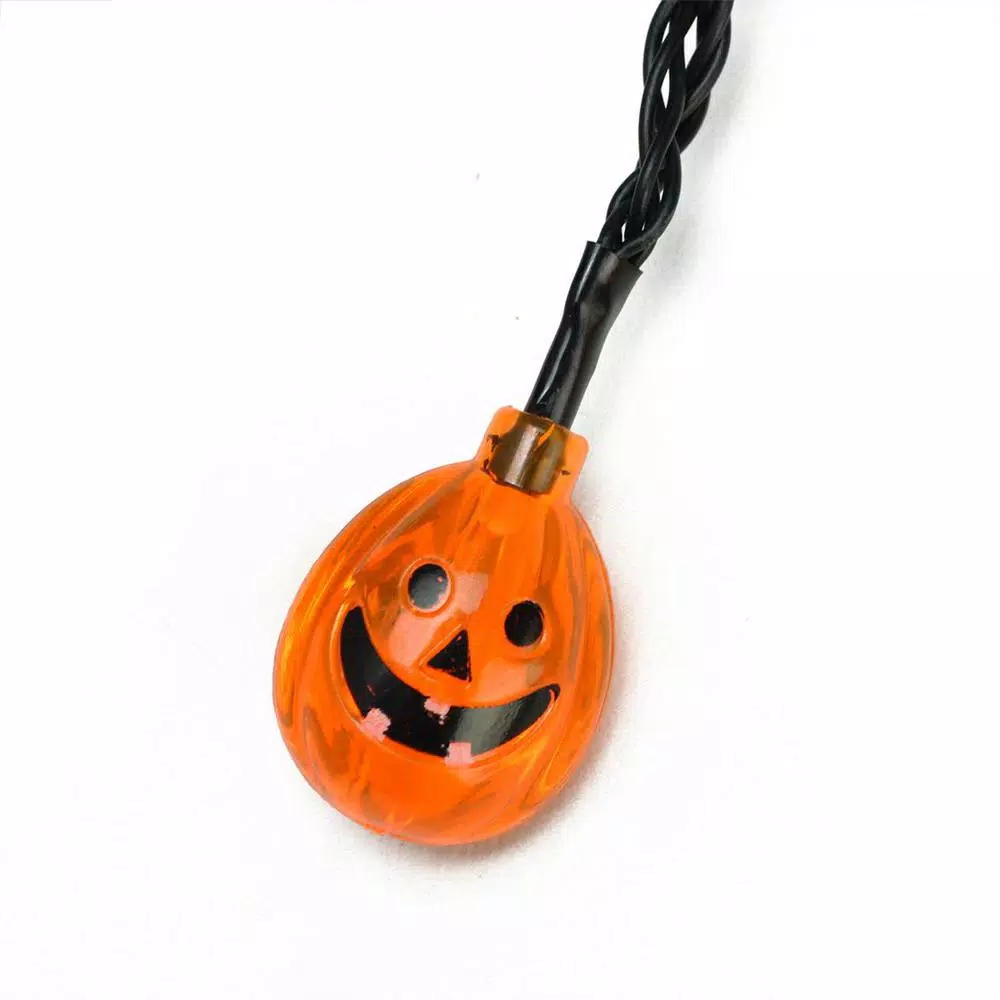 Northlight 4.75 in. LED Battery Operated Orange Jack-O-Lantern Pumpkin Halloween String Lights, 10-Set